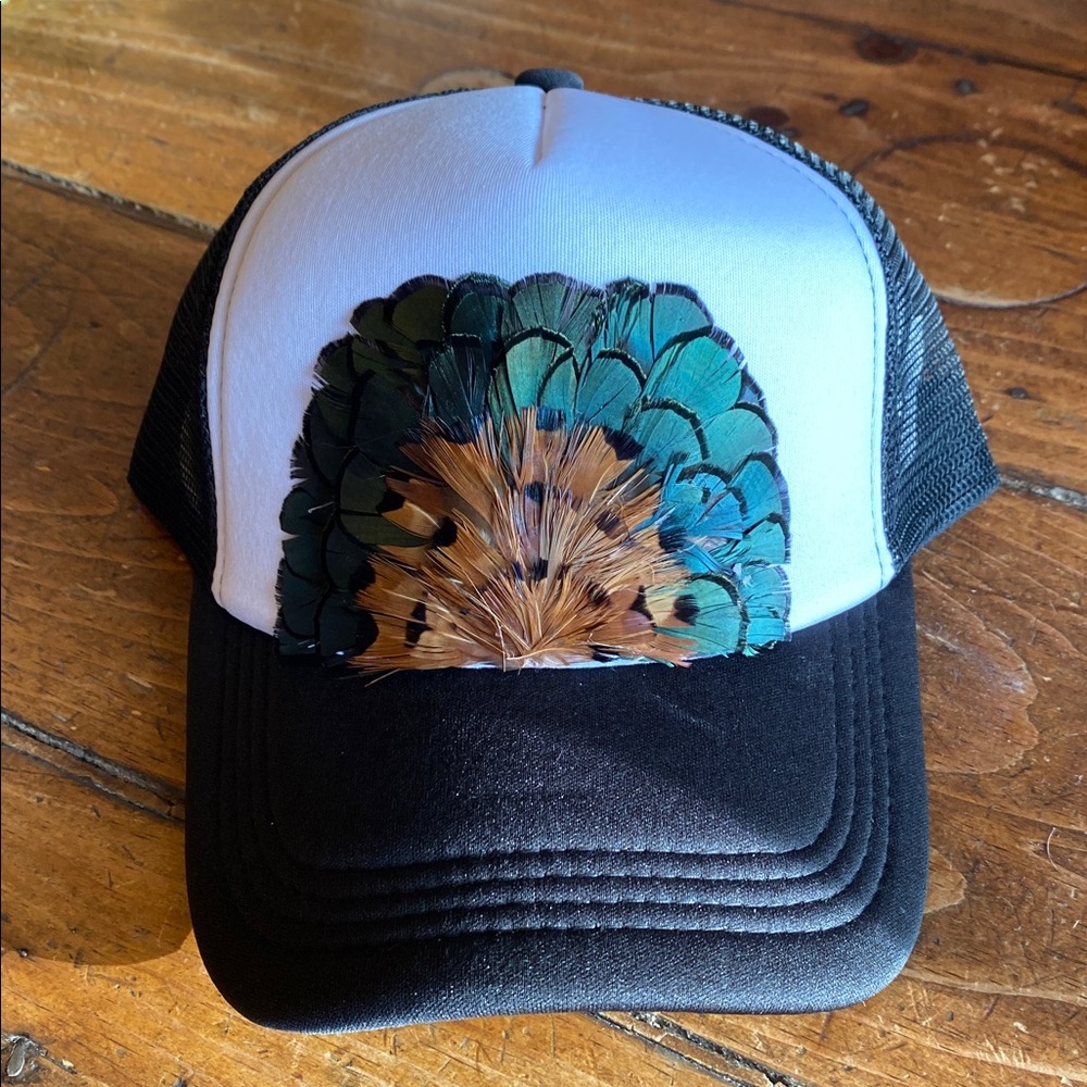 Black Feather Trucker Hat